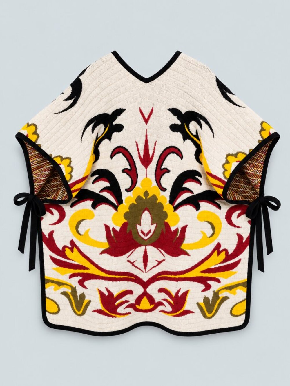 In My Power Knit Scarf Cape - Multicolor Ivory & Red - Picture 2 of 2
